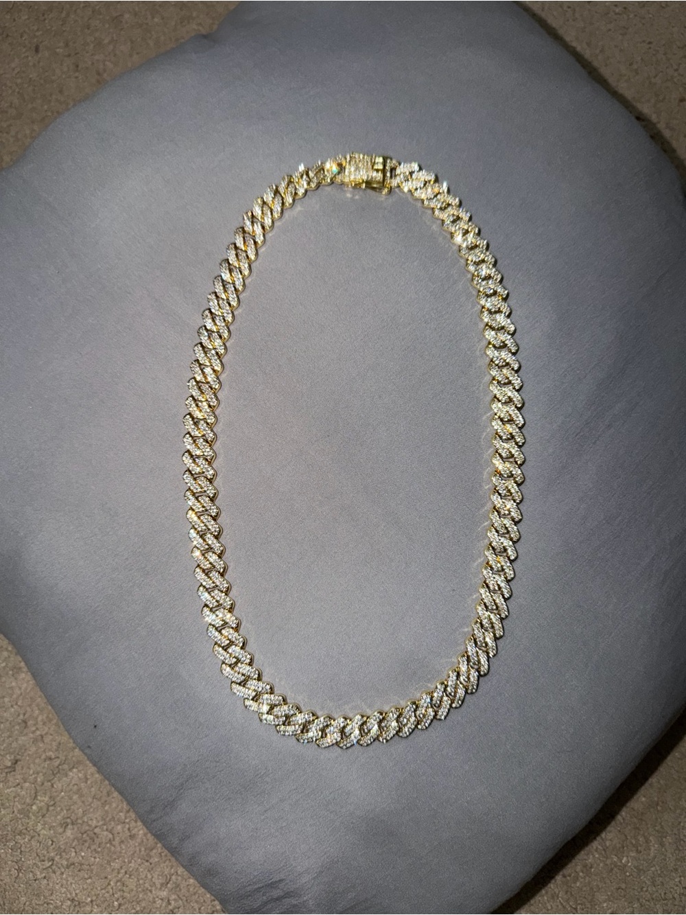 Elegant Iced Out 24inch Miami Cuban 14k Gold Lab Diamond Chain
